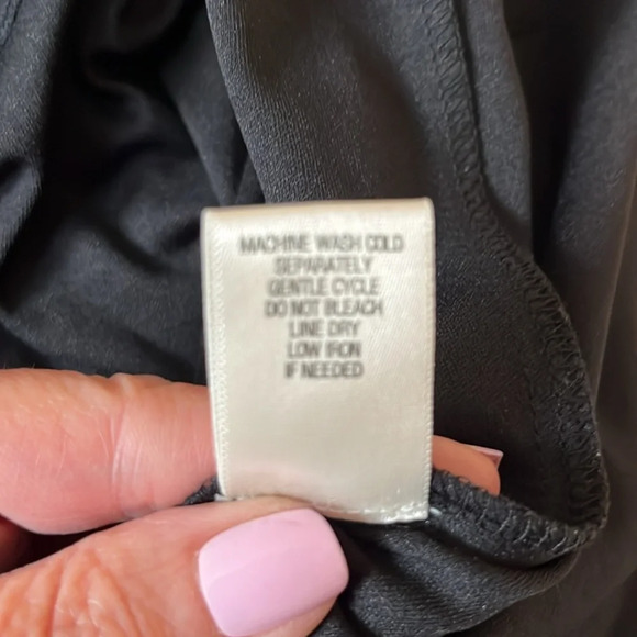 Black White Crochet Lined Summer Lightweight Knee Casual Dress Halter Top Medium - Picture 8 of 8